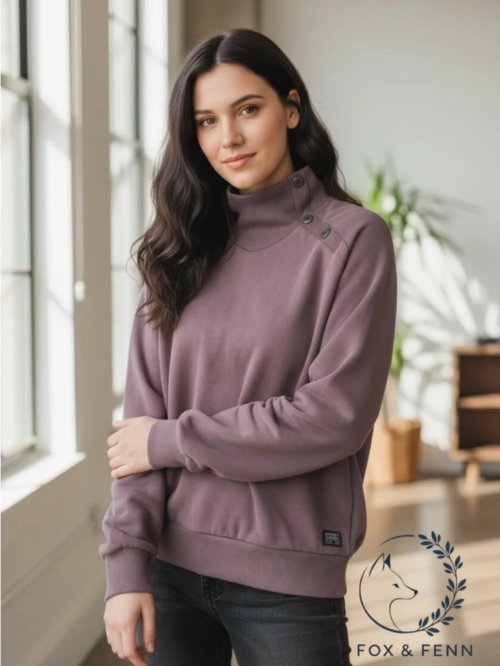 G-Star Women's Asymmetric Button Mock Neck Sweater Fits Sm-Med